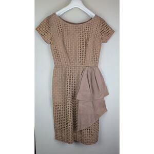 Vintage A Topaz Original 50s 60s Tonal Eyelet Dress w/ Cascade Detail S M